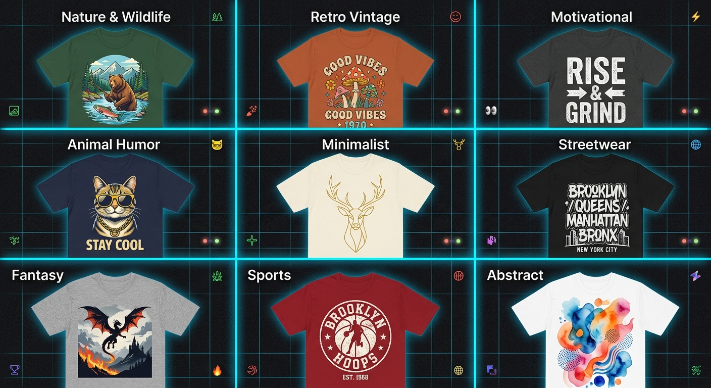 50 AI T-Shirt Design Ideas Organized by Niche